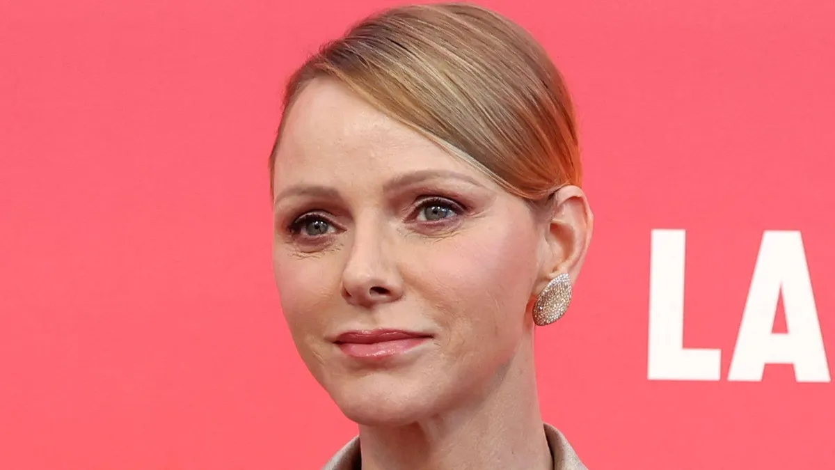 Princess Charlene Rocks Gold Suit and Sleek Side-Part at Michelin Gala